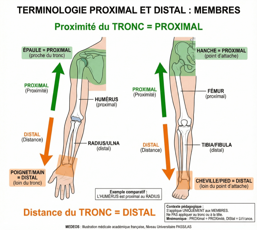 Terminologie proximal et distal